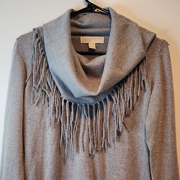 Michael Kors Turtleneck Sweater Long Sleeve Shirt Women's Size Small Silver NICE - Picture 4 of 12